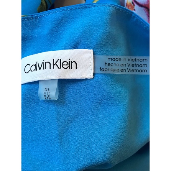 Calvin Klein Women’s Blue Floral 3/4 Sleeves Top XL - Picture 5 of 6